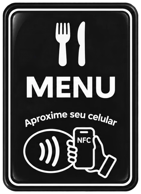 Plaquinha Menu Preta com NFC