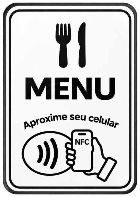 Plaquinha Menu Branca com NFC
