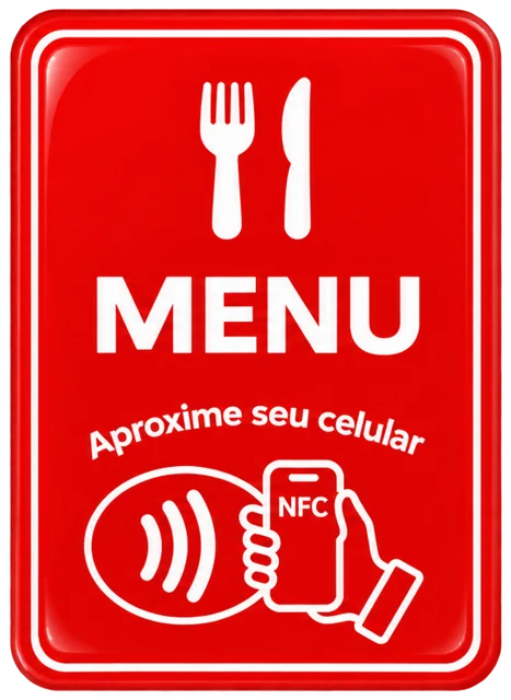 Plaquinha Menu Vermelha com NFC